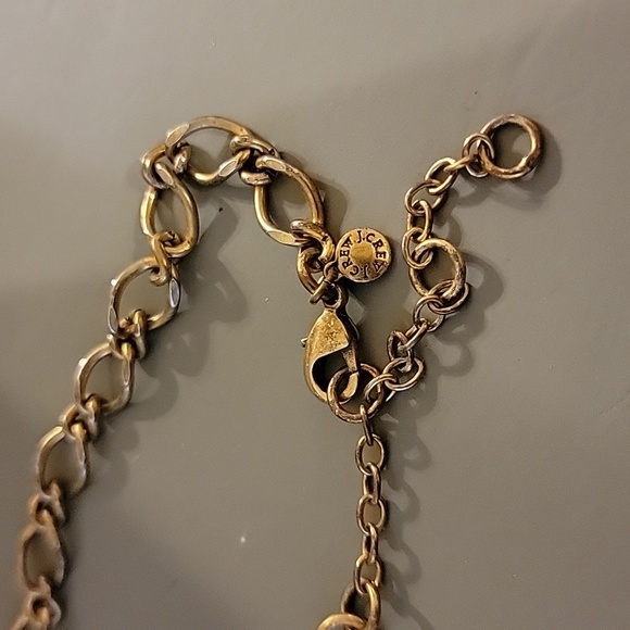 J Crew Nude Tan Beige Clear Faux Gemstone Gold Tone Fashion Costume Necklace - Picture 12 of 16